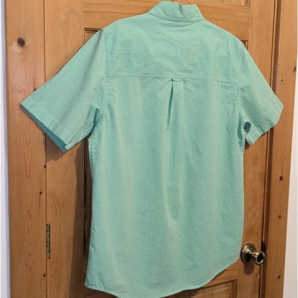 Chaps Easy Care Men's Button Down Shirt Medium Green Plaid Short Sleeve Casual - Picture 5 of 8